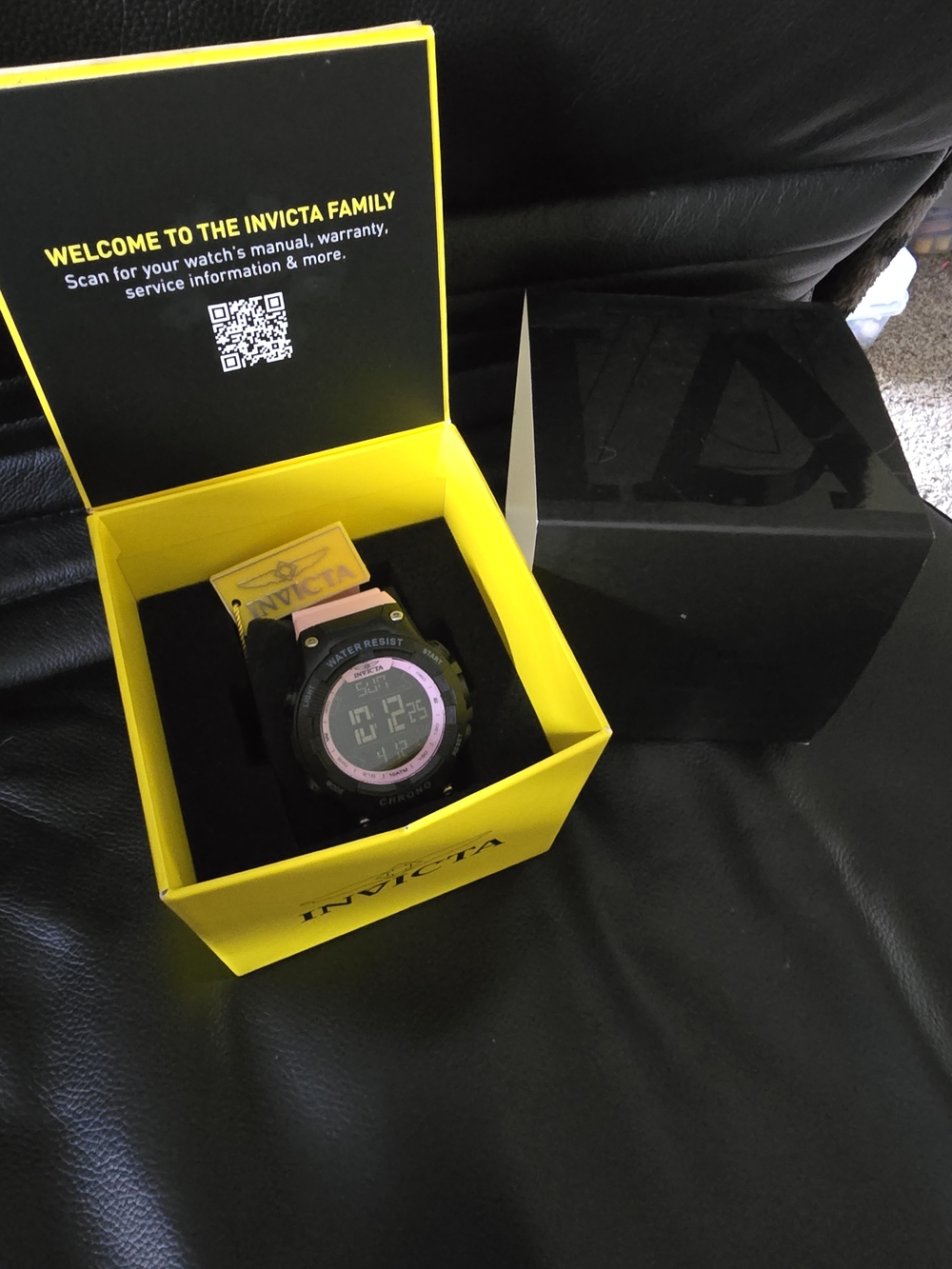 Invicta Black and Pink Digital Chronograph Watch